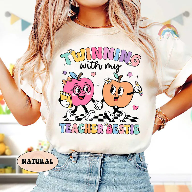 Teacher Shirt, Teacher Bestie Shirt Back To School, Custom Teacher Shirt, Teacher Coworker, Teaching Partner Tee, Teacher Appreciation Gift