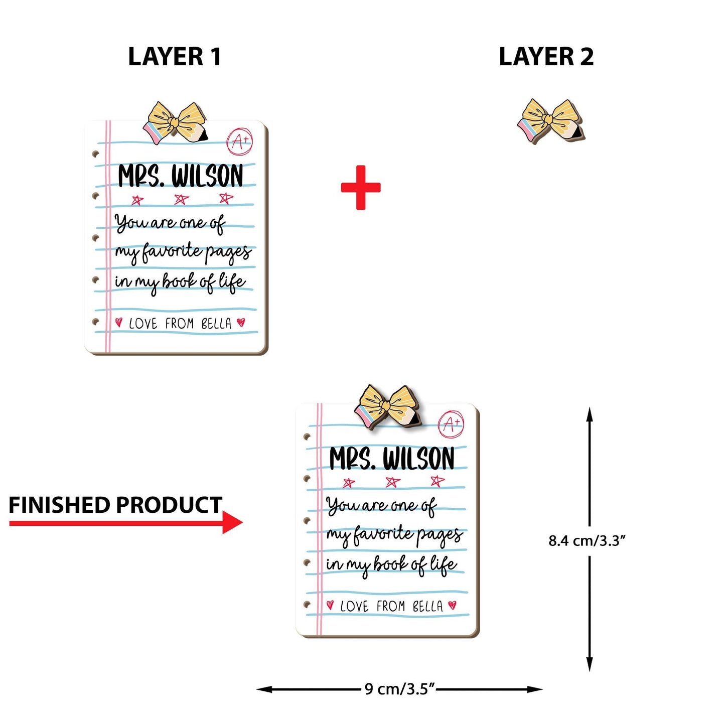 Custom Teacher Christmas Ornament Paper Note, Personalized Teacher Ornament Teacher Christmas Gift, Teacher Appreciation Gift, Educator Gift