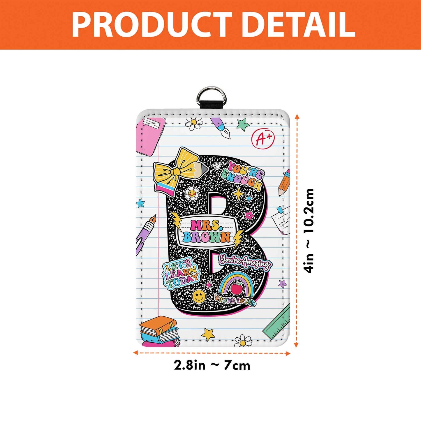 Personalized Teacher ID Badge Holder, ID Holder Custom School Supply Theme, Teacher Gifts, Teacher Appreciation Gift, Back To School Gift