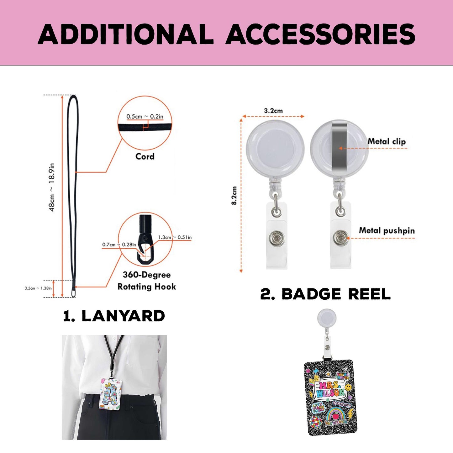 Custom Teacher ID Badge Holder Apple Name, Teacher Gifts, Personalized ID Holder Lanyard, Teacher Appreciation Gift, Back To School Gift