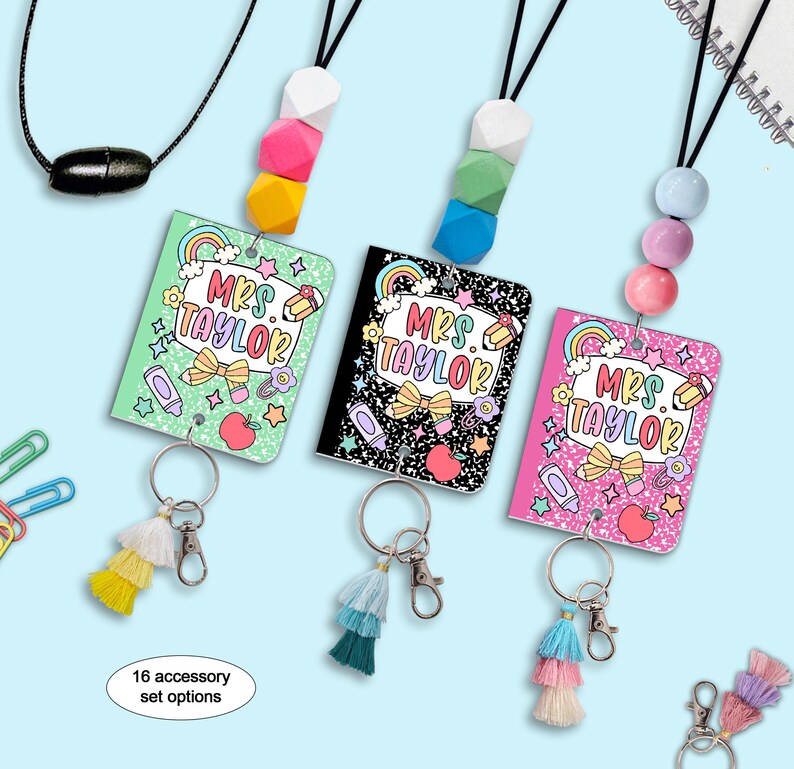 Custom Teacher Lanyard with Name, Teacher Appreciation Gift, Personalized Trendy Lanyard for Keys ID Badge, Beaded Lanyard Back To School