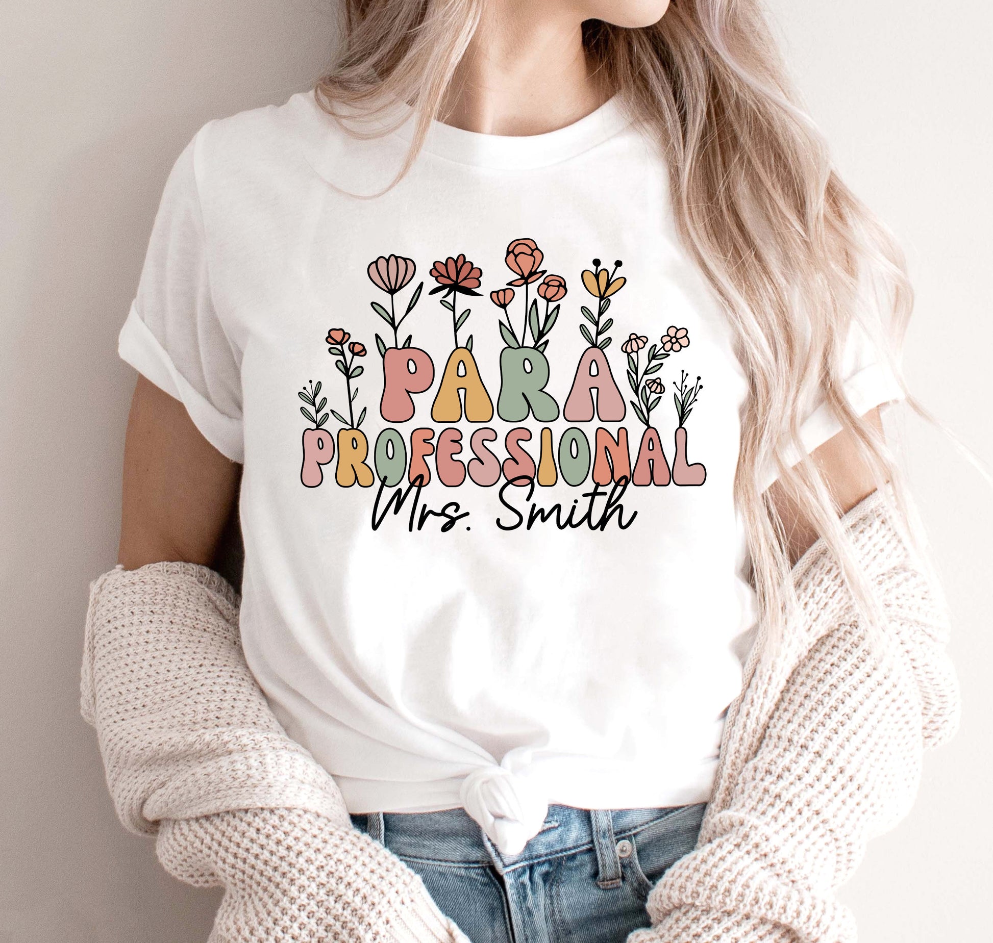 Personalized Paraprofessional Cotton Shirt, Teacher Aide Gift