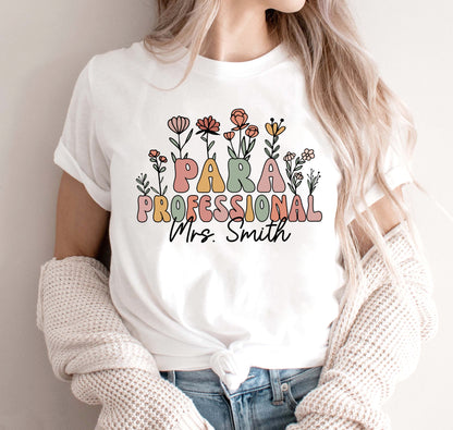 Personalized Paraprofessional Cotton Shirt, Teacher Aide Gift