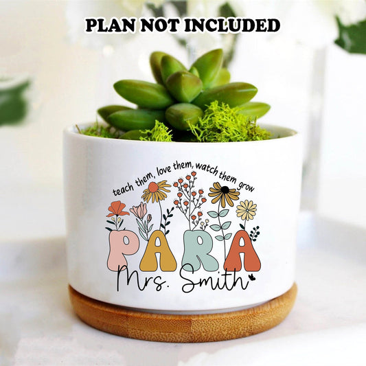 Paraprofessional Gift, Personalized Paraprofessional Plant Pot, Teacher Plant Pot, Teach Them Love Them Watch Them Grow, Gift For Parapro
