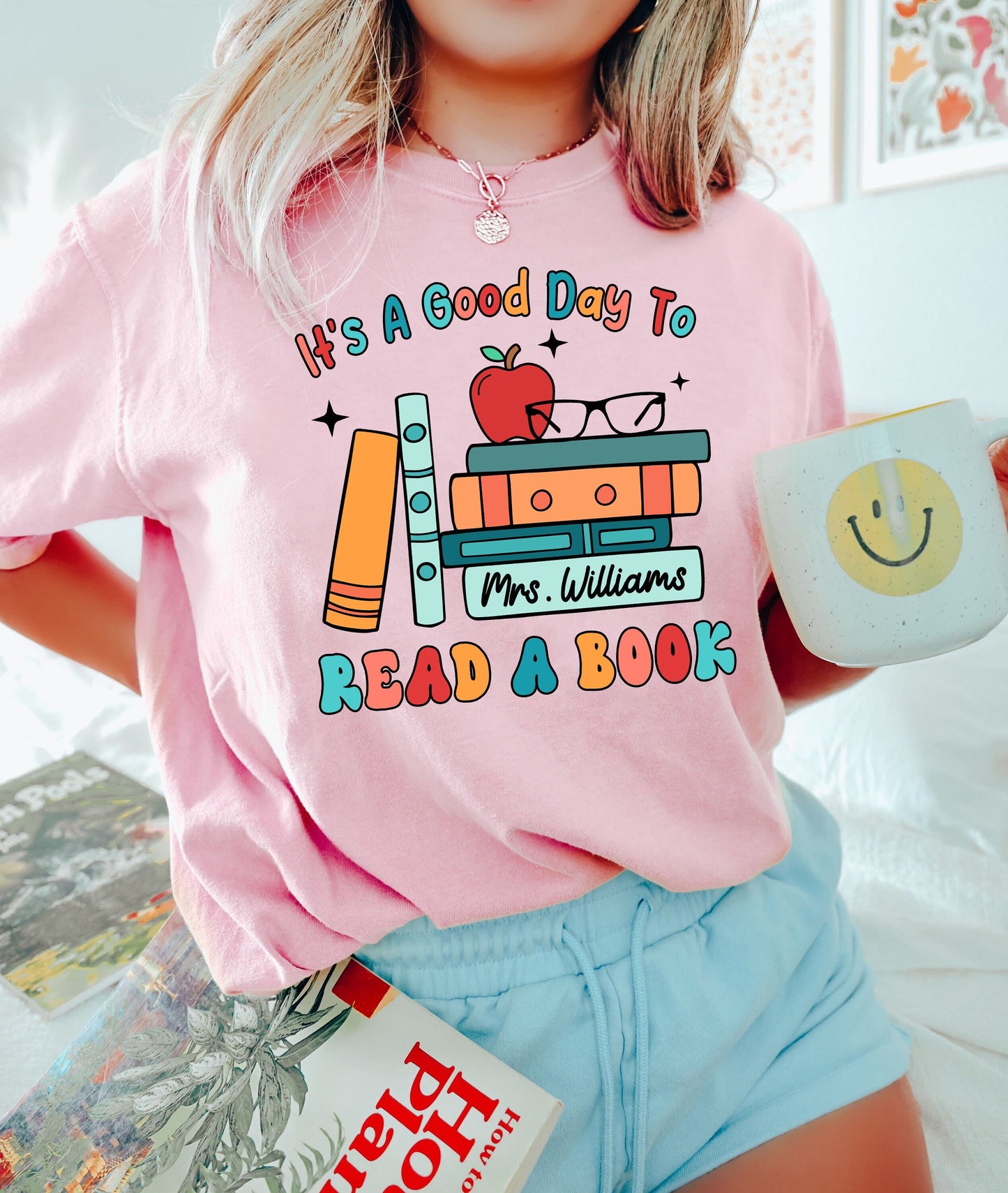 Personalized Teacher Shirt, Book Lover Gift, Reading Graphic Tee
