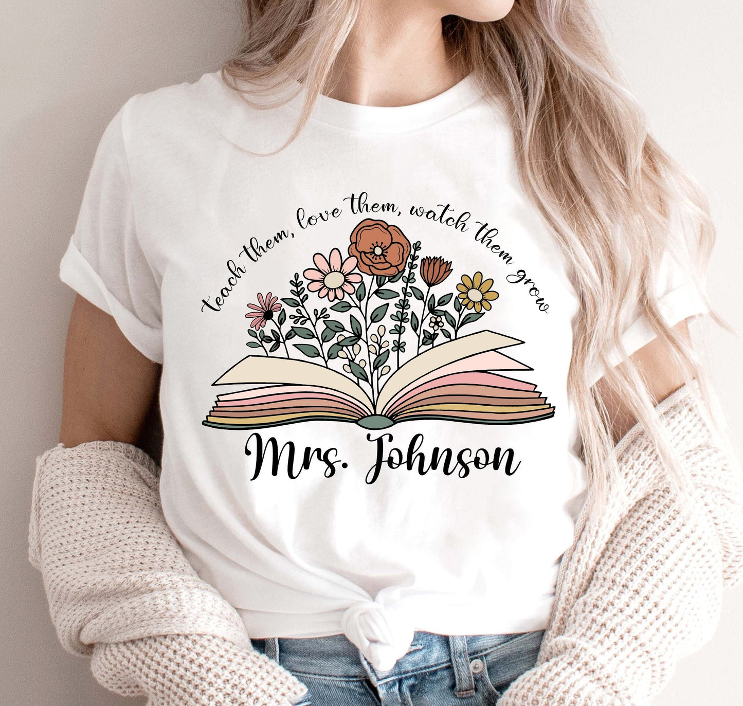 Personalized Wildflower Teacher Shirt, Custom Graduation Gift