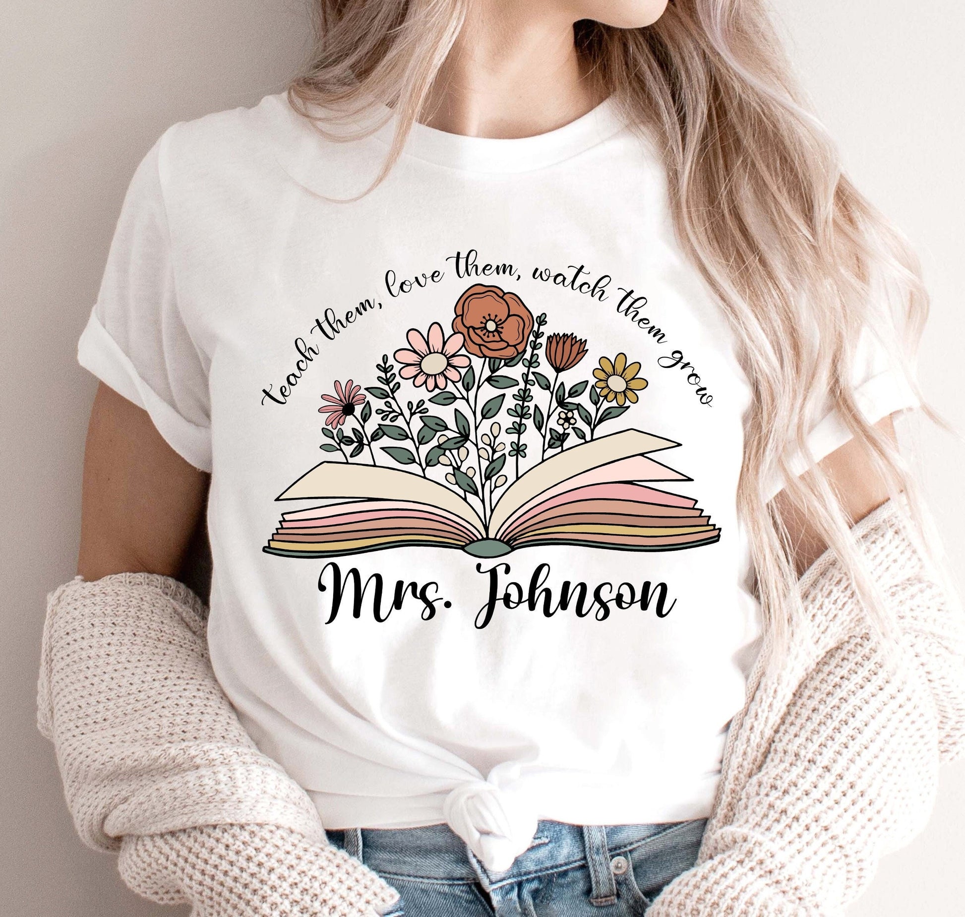 Personalized Wildflower Teacher Shirt, Custom Graduation Gift