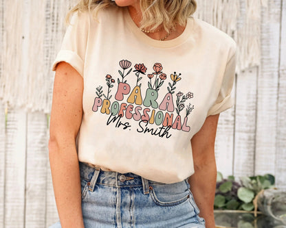 Personalized Paraprofessional Cotton Shirt, Teacher Aide Gift