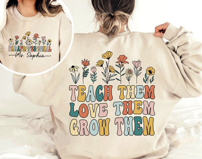 Personalized Paraprofessional Shirt, Custom Paraprofessional Shirt, Teach Them Love Them, Teacher Appreciation, Teacher Aide, Para Team