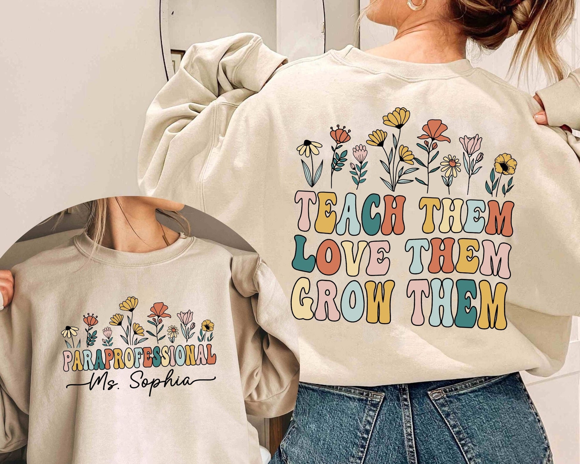 Personalized Paraprofessional Shirt, Custom Paraprofessional Shirt, Teach Them Love Them, Teacher Appreciation, Teacher Aide, Para Team