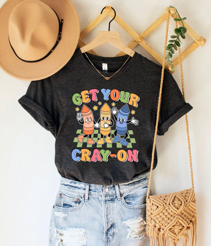 Teacher Shirt, Get Your Cray-on Shirt, Groovy Back To School Shirt, Kindergarten Teacher, Elementary Teacher, Teacher Appreciation Gift