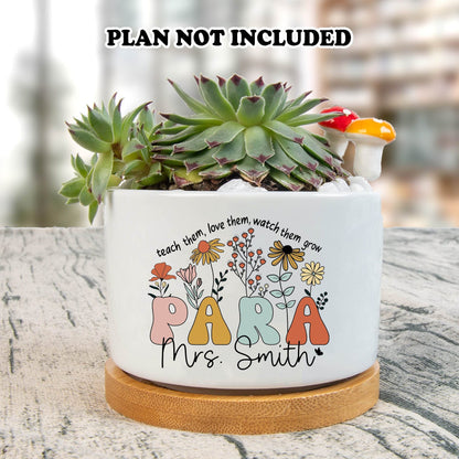 Paraprofessional Gift, Personalized Paraprofessional Plant Pot, Teacher Plant Pot, Teach Them Love Them Watch Them Grow, Gift For Parapro