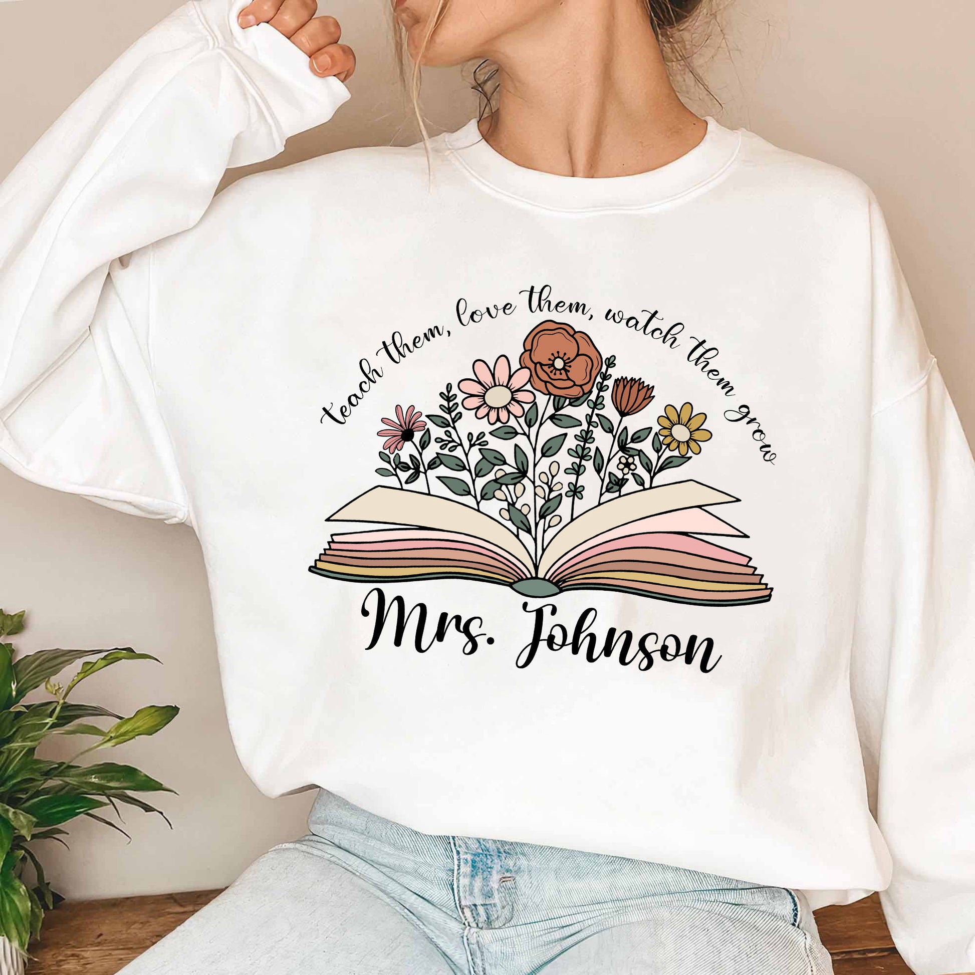 Personalized Wildflower Teacher Shirt, Custom Graduation Gift