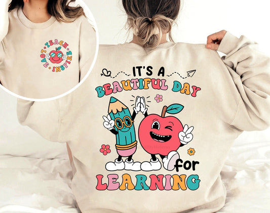 Teacher Shirt, It's A Beautiful Day For Learning Shirt, Back To School Shirt, Cute Elementary Teacher Shirt, Teacher Graduation Gift