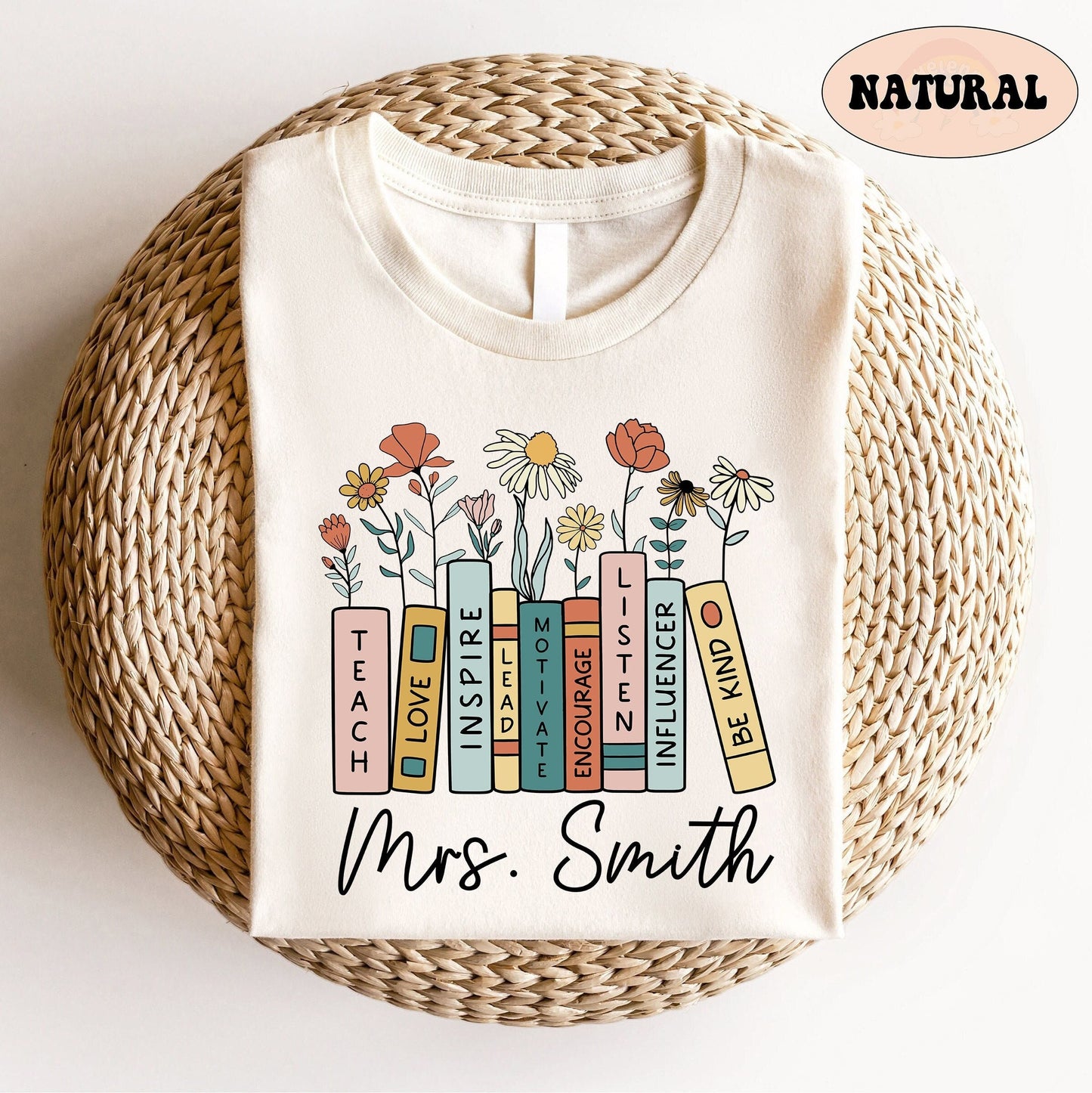 Teacher Shirt, Teacher Book Shirt, Custom Teacher Shirt, Flower Book Shirt, Teach Love Inspire, Back To School, Teacher Appreciation Gift