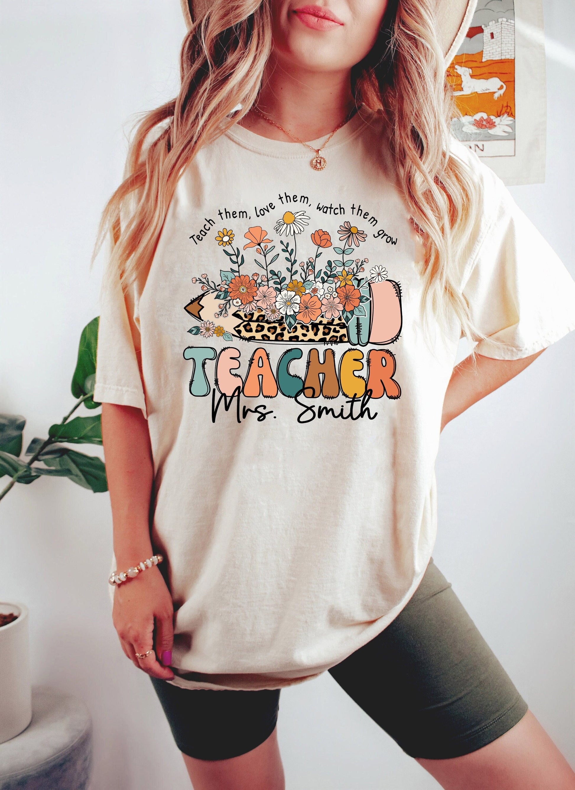 Teacher Shirt, Teach them Love them Watch Them Grow Shirt, Wildflower Teacher Shirt, Kindergarten Teacher Gift, Teacher Appreciation Gift