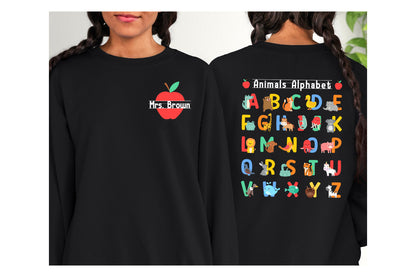 Teacher Shirt, Animals Alphabet Shirt, ABC Shirt, Back To School Shirt, Kindergarten Teacher Shirt, PreK Teacher, Teacher Appreciation Gift