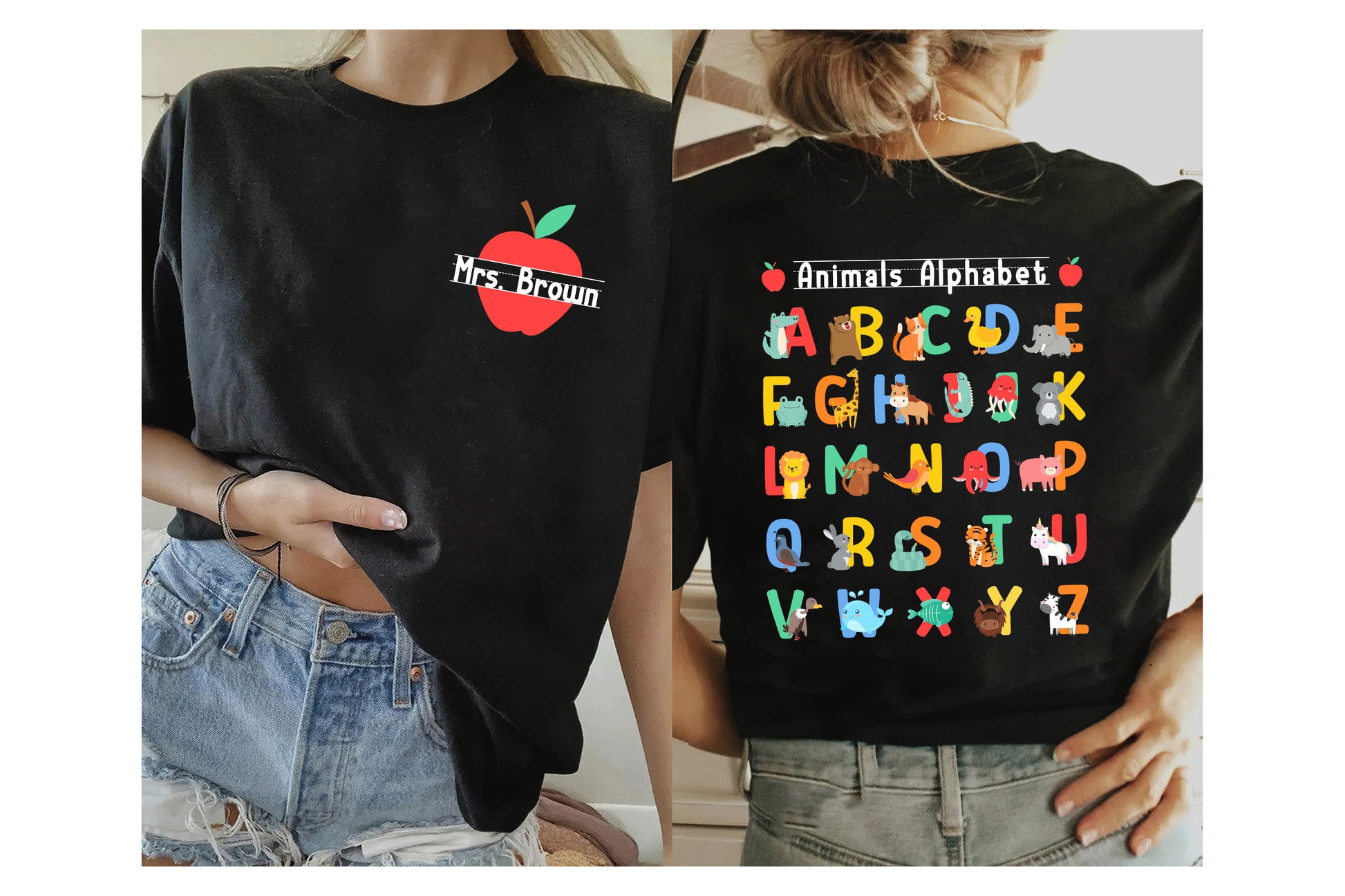 Teacher Shirt, Animals Alphabet Shirt, ABC Shirt, Back To School Shirt, Kindergarten Teacher Shirt, PreK Teacher, Teacher Appreciation Gift