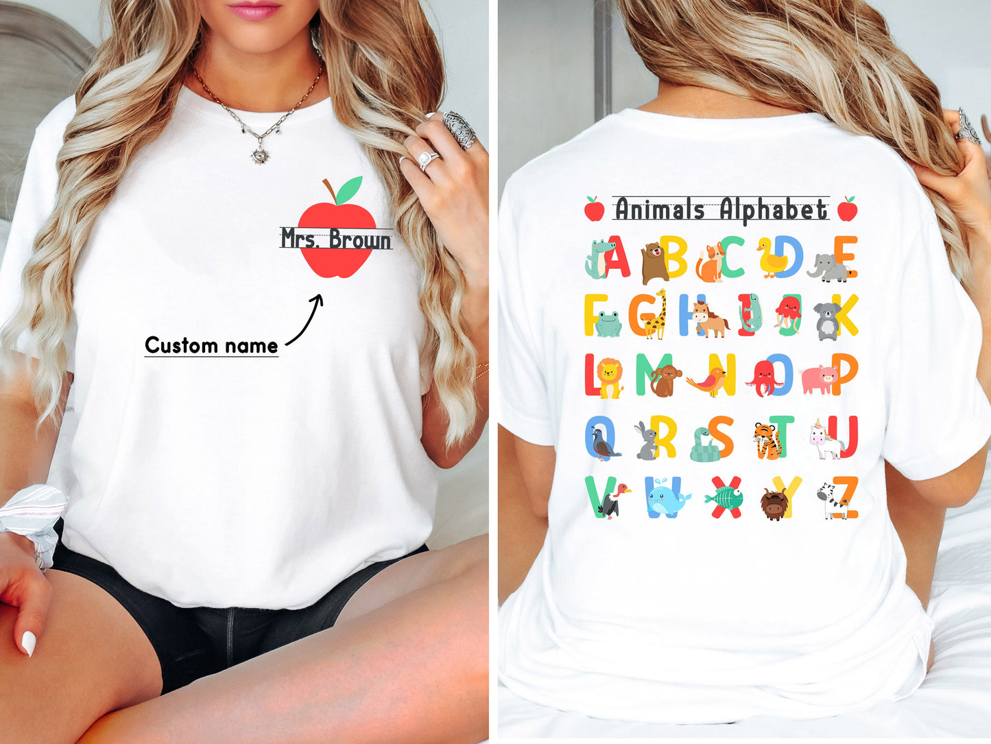 Teacher Shirt, Animals Alphabet Shirt, ABC Shirt, Back To School Shirt, Kindergarten Teacher Shirt, PreK Teacher, Teacher Appreciation Gift