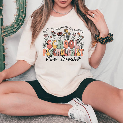 School Psychologist Shirt, Custom School Psychologist Shirt, Flower School Psychologist, School Psych Shirt, Teacher Graduation Gift
