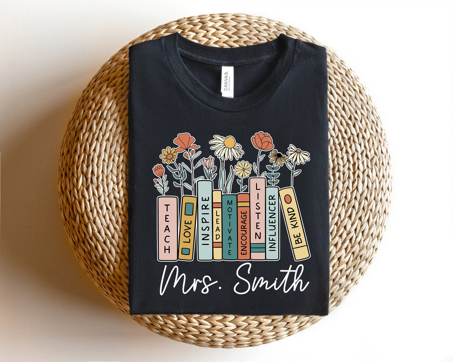 Teacher Shirt, Teacher Book Shirt, Custom Teacher Shirt, Flower Book Shirt, Teach Love Inspire, Back To School, Teacher Appreciation Gift