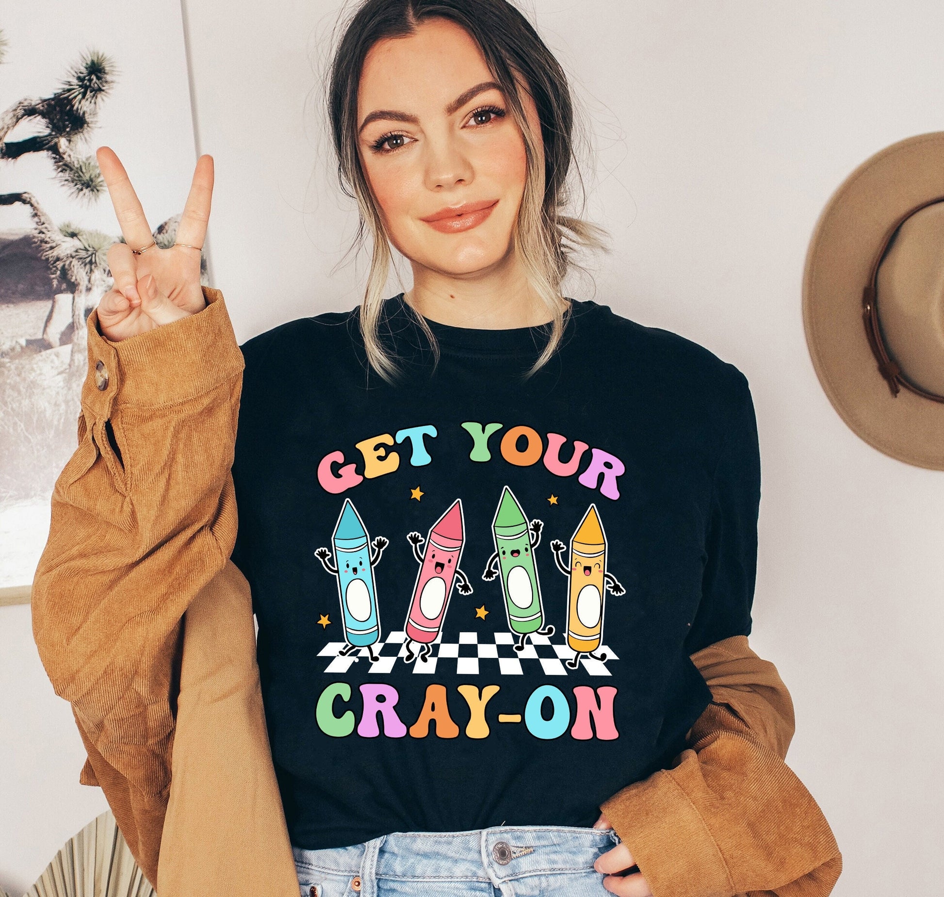 Teacher Shirt, Get Your Cray-on Shirt, Groovy Back To School Shirt, Kindergarten Teacher, Elementary Teacher, Teacher Appreciation Gift