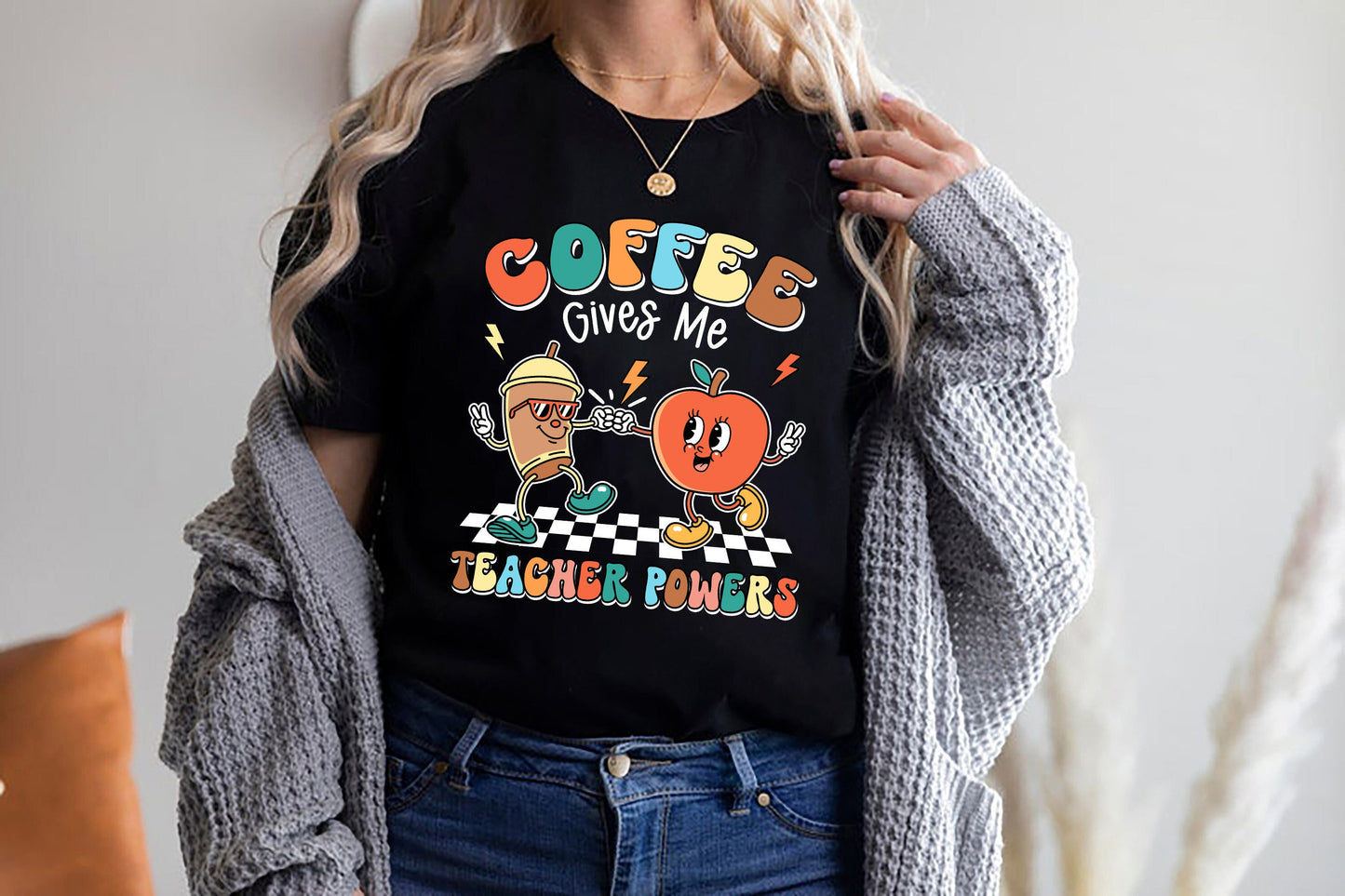 Teacher Shirt, Coffee Gives Me Teacher Powers, Half Teacher Half Coffee, Funny Teacher Shirt, Coffee Teacher, Teacher Appreciation Gift