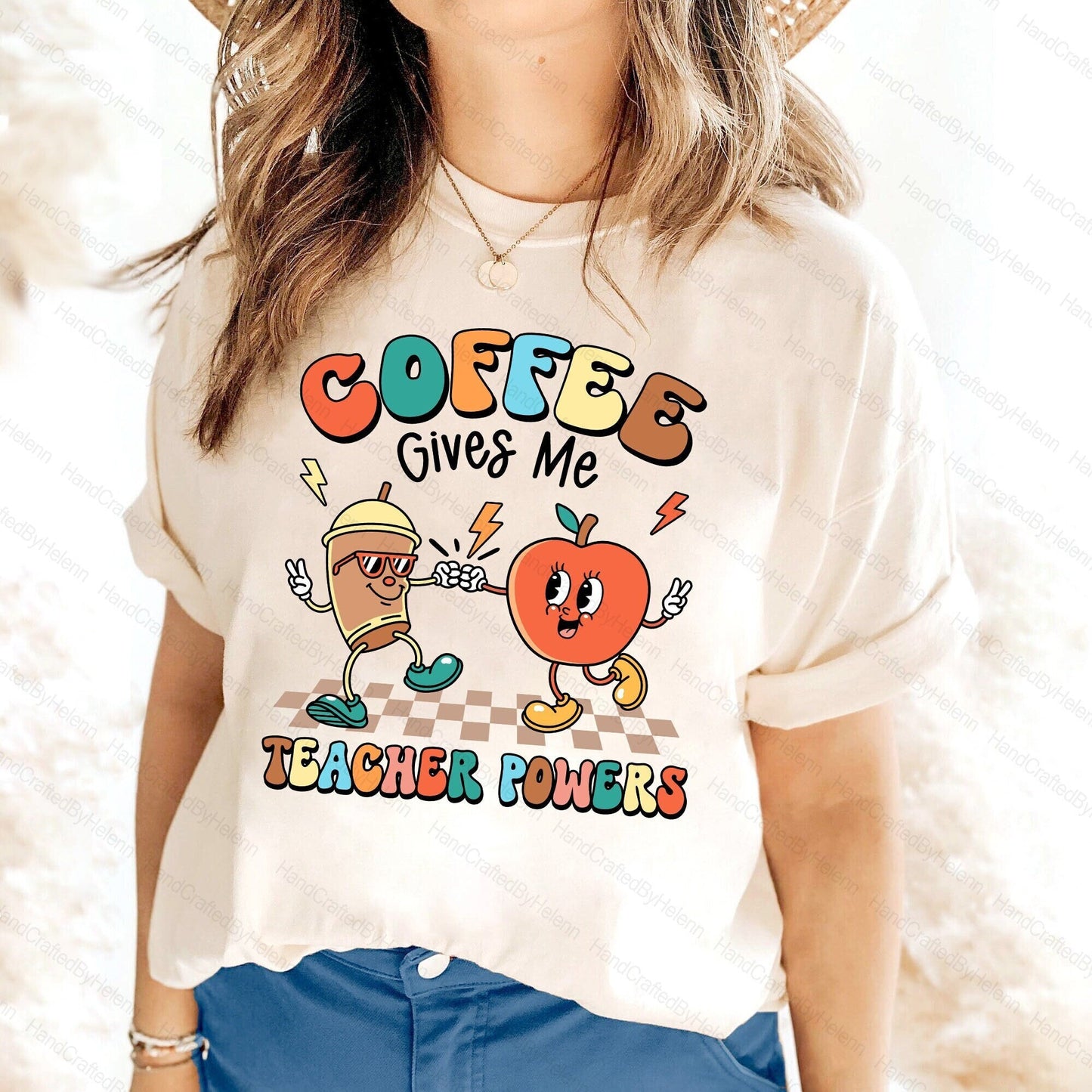 Teacher Shirt, Coffee Gives Me Teacher Powers, Half Teacher Half Coffee, Funny Teacher Shirt, Coffee Teacher, Teacher Appreciation Gift