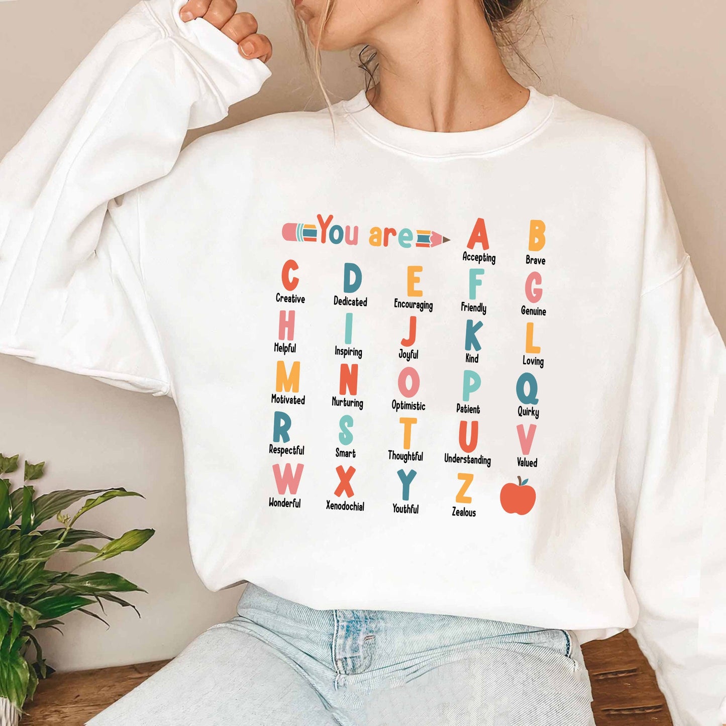 Teacher Shirt, ABC Affirmation Shirt, Alphabet Shirt, Back To School, Custom Teacher Shirt, Kindergarten Teacher, Teacher Appreciation Gift