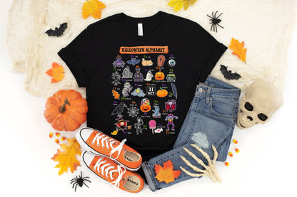Teacher Halloween Shirt Halloween Alphabet, Trick Or Teach Spooky Teacher Shirt, Halloween ABC, Kindergarten Teacher, Teacher Halloween Gift