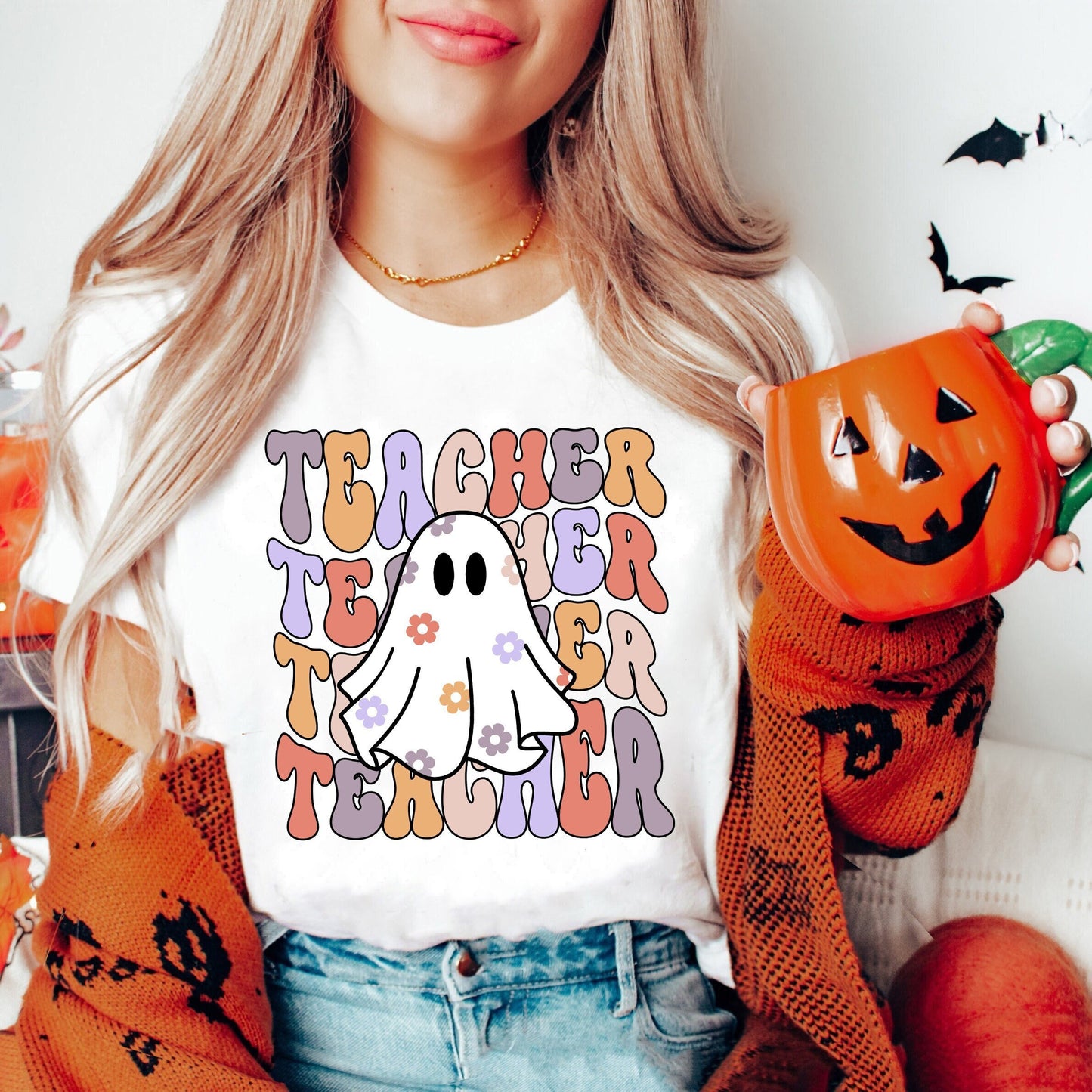 Teacher Halloween Shirt, Spooky Teacher Shirt, Retro Halloween Teacher, Halloween Shirt, Teacher Halloween Gift, Kindergarten Teacher Shirt