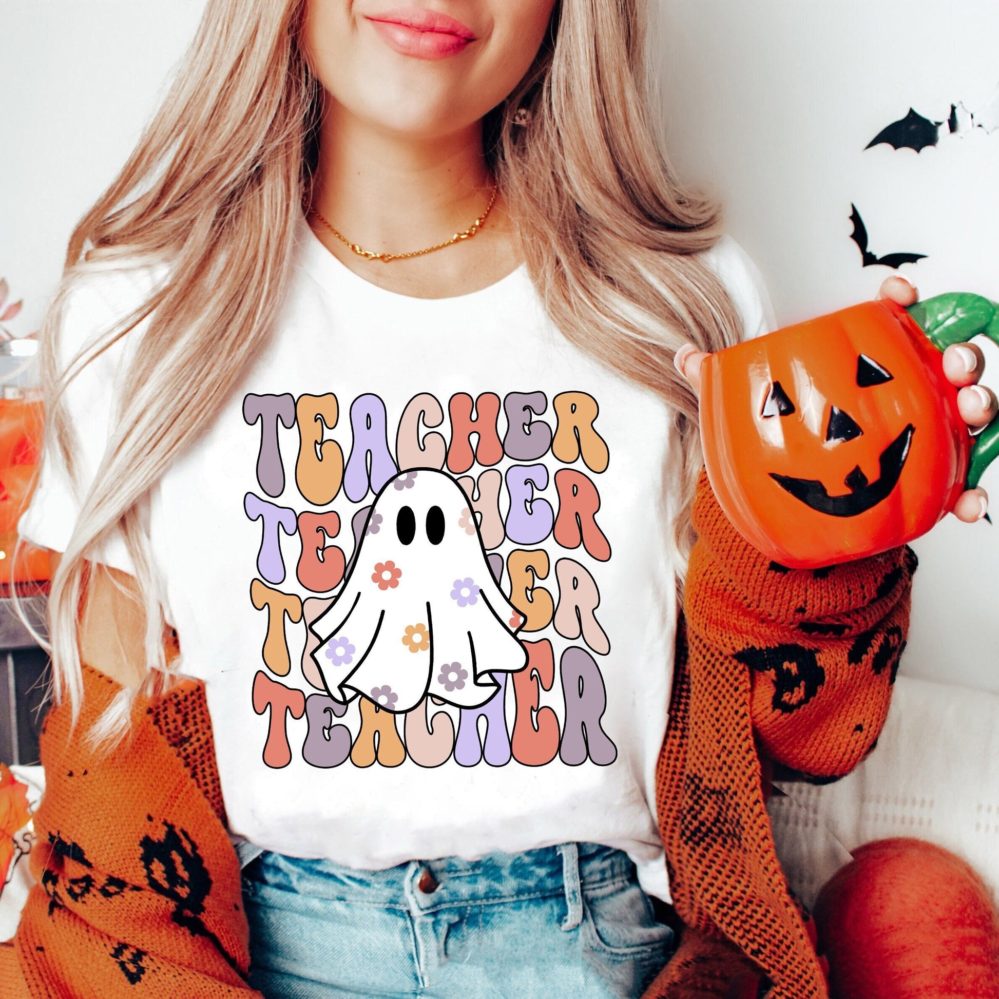 Teacher Halloween Shirt, Spooky Teacher Shirt, Retro Halloween Teacher, Halloween Shirt, Teacher Halloween Gift, Kindergarten Teacher Shirt