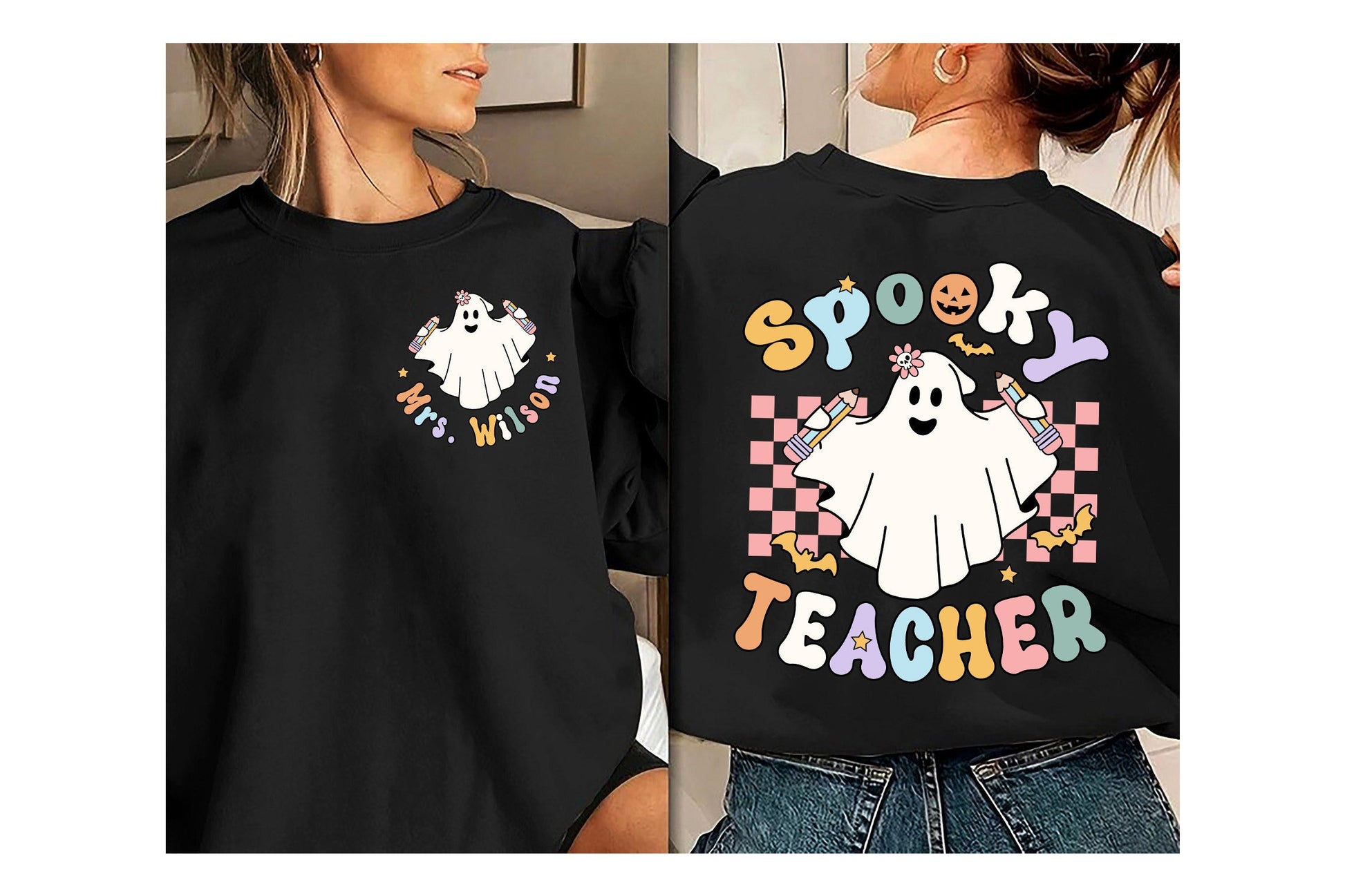Teacher Halloween Shirt, Spooky Teacher Shirt, Custom Halloween Teacher Shirt, Halloween Shirt, Teacher Halloween Gift, Kindergarten Teacher