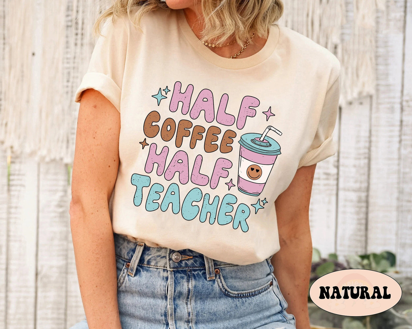 Teacher Shirt, Half Teacher Half Coffee Shirt, Coffee Teach Repeat Teacher, Teacher Appreciation, Teacher Graduation Gift, Coffee Lover