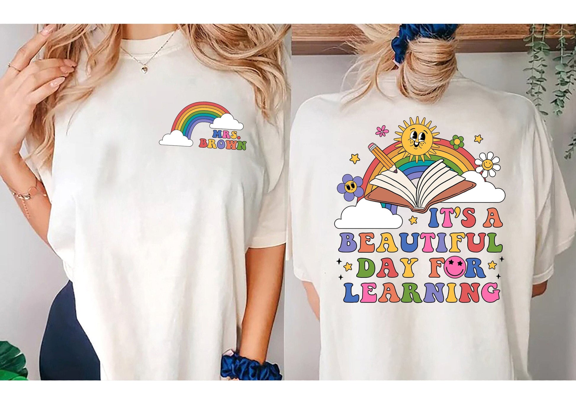 Teacher Shirt, Personalized Teacher Shirt, It's A Beautiful Day For Learning Shirt, Cute Elementary Teacher Shirt, Teacher Appreciation Gift