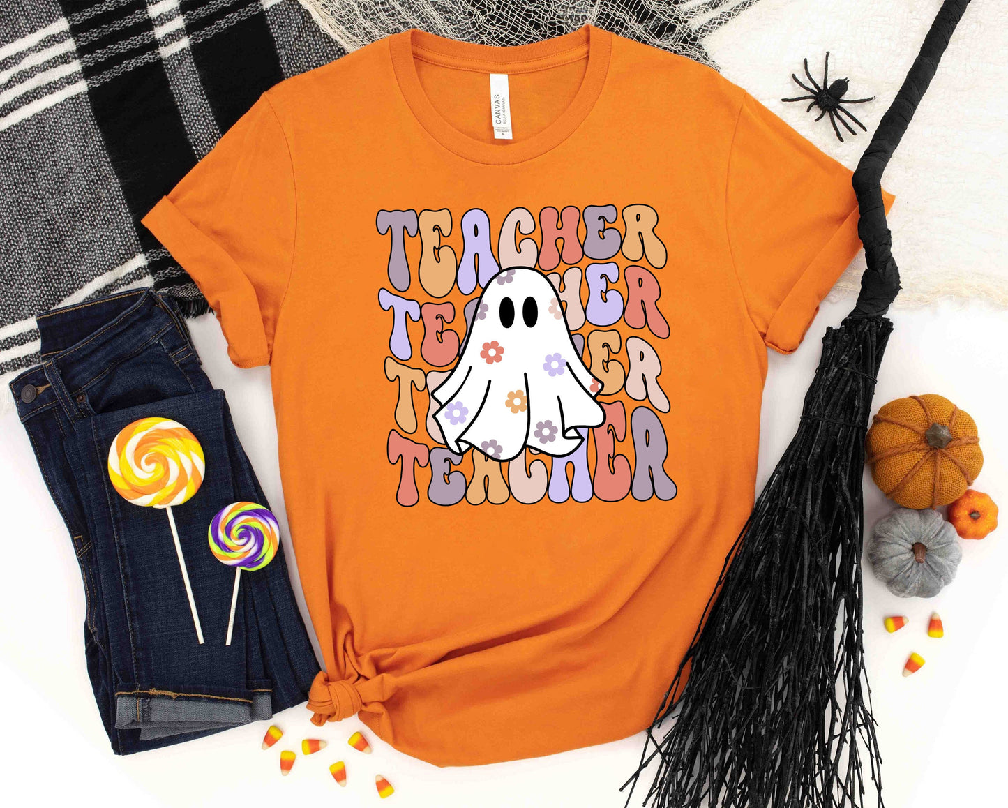 Teacher Halloween Shirt, Spooky Teacher Shirt, Retro Halloween Teacher, Halloween Shirt, Teacher Halloween Gift, Kindergarten Teacher Shirt