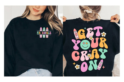 Teacher Shirt, Get Your Cray-on Shirt, Groovy Back To School Shirt, Kindergarten Teacher, Elementary Teacher, Teacher Appreciation Gift