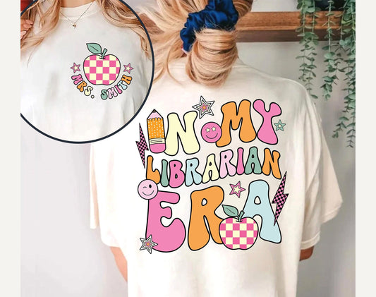 Librarian Shirt, In My Cool Librarian Era, Custom Librarian Name Shirt, Retro Teacher Era Shirt, Back To School, Teacher Appreciation Gift