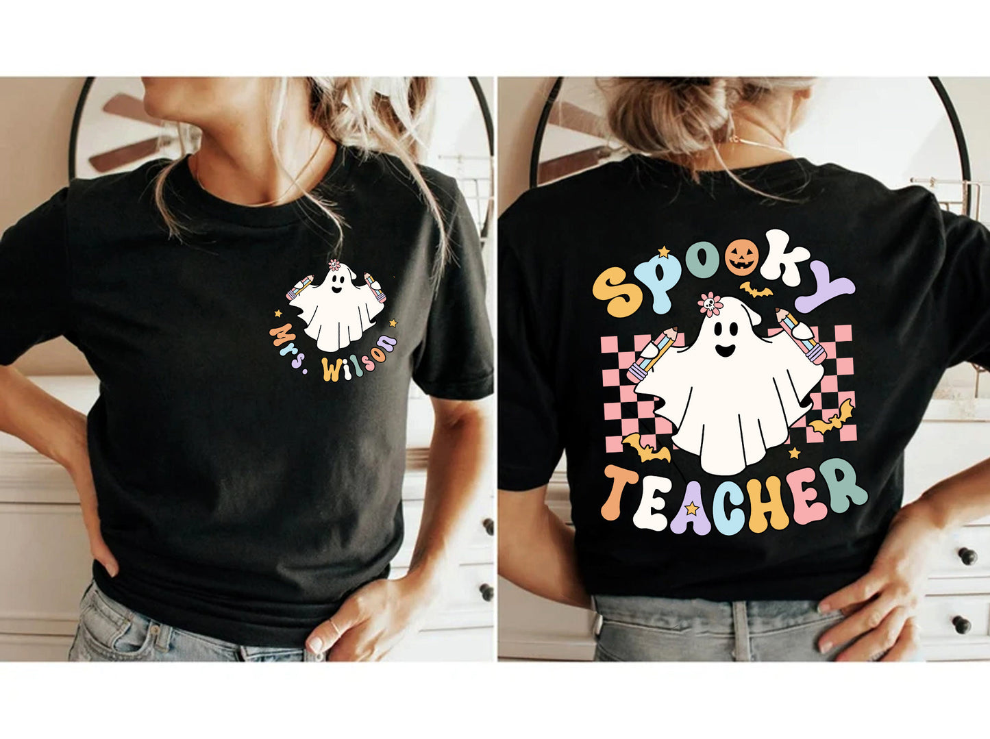 Teacher Halloween Shirt, Spooky Teacher Shirt, Custom Halloween Teacher Shirt, Halloween Shirt, Teacher Halloween Gift, Kindergarten Teacher