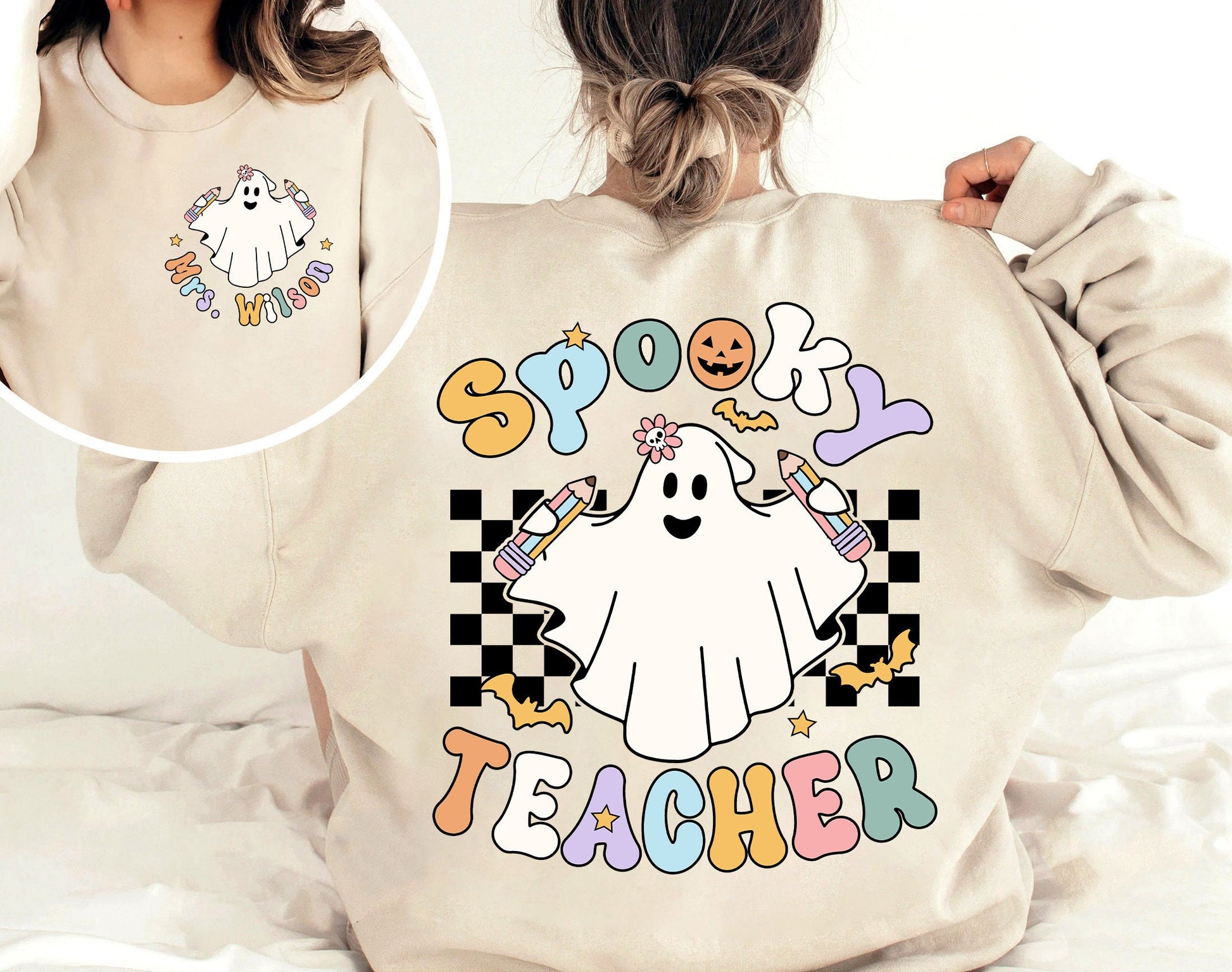Teacher Halloween Shirt, Spooky Teacher Shirt, Custom Halloween Teacher Shirt, Halloween Shirt, Teacher Halloween Gift, Kindergarten Teacher
