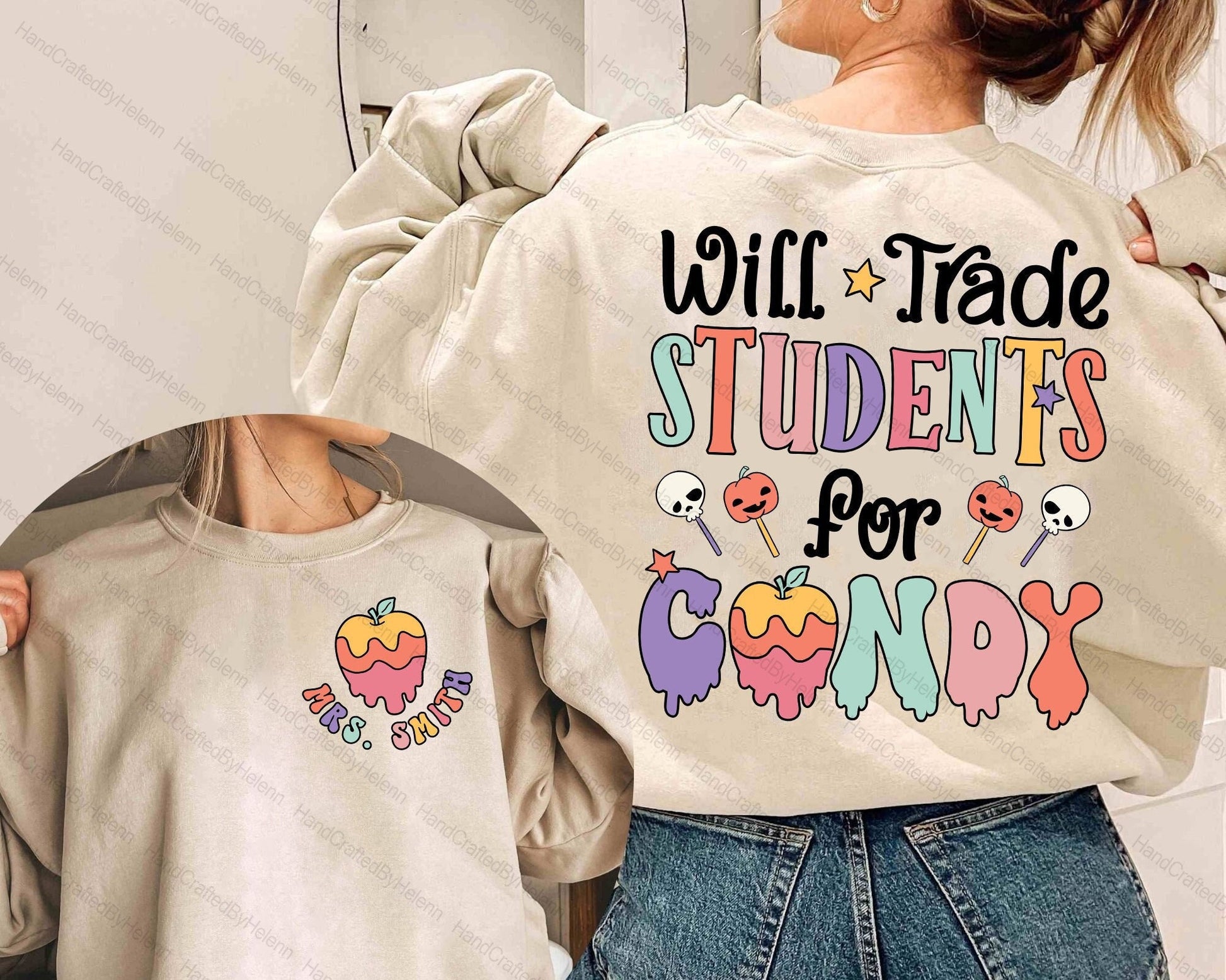 Teacher Halloween Shirt, Will Trade Students For Candy, Spooky Teacher Shirt, Teacher Halloween Gift, Halloween Kindergarten Teacher Shirt