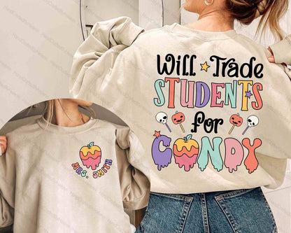 Teacher Halloween Shirt, Will Trade Students For Candy, Spooky Teacher Shirt, Teacher Halloween Gift, Halloween Kindergarten Teacher Shirt