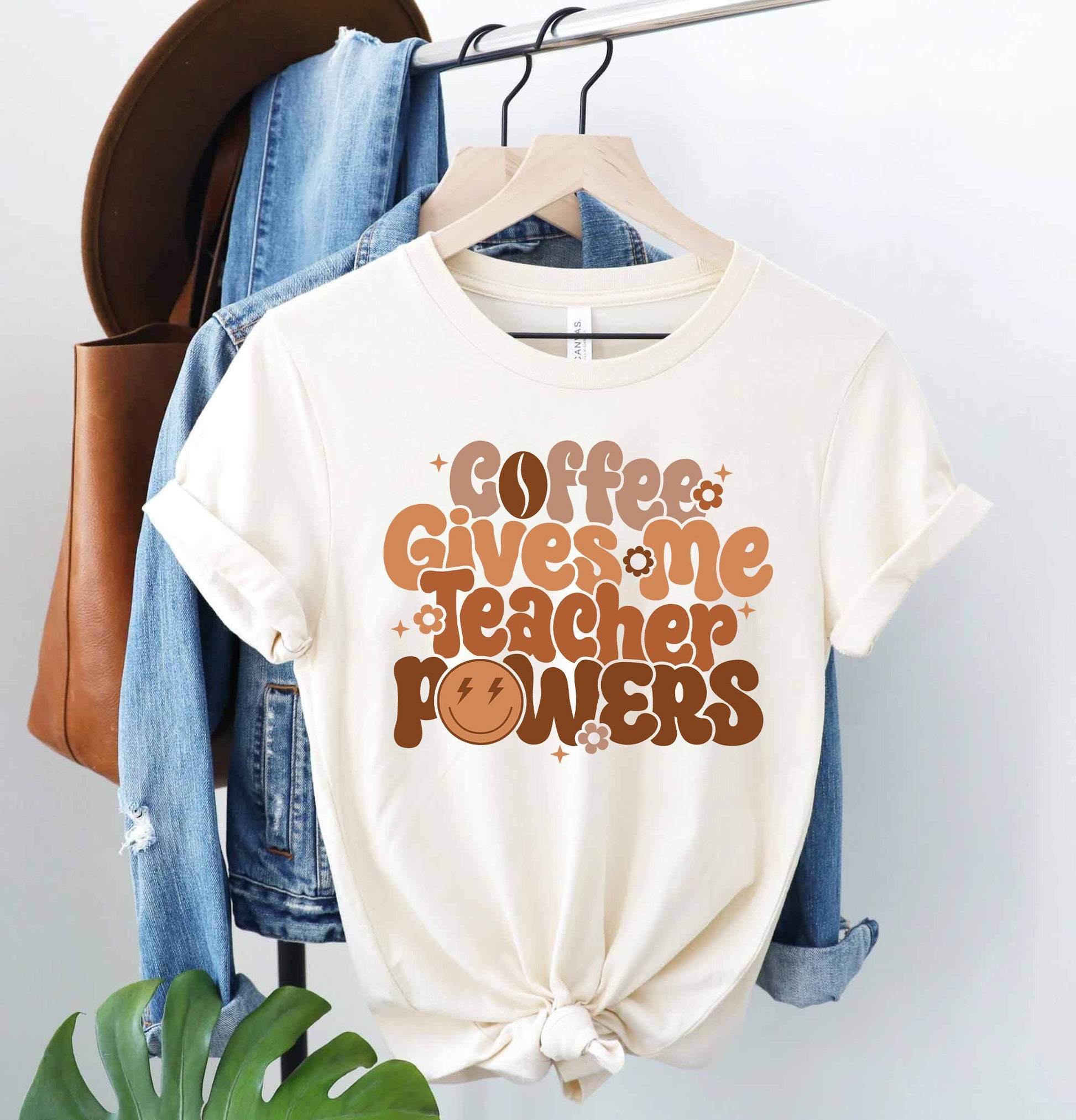 Teacher Shirt, Coffee Gives Me Teacher Powers, Half Teacher Half Coffee, Funny Teacher Shirt, Coffee Teacher, Teacher Appreciation Gift