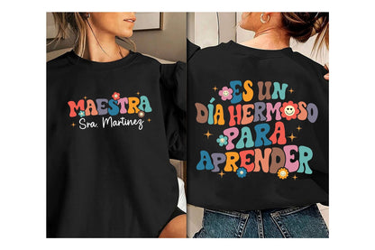 Teacher Shirt, Personalized Maestra Shirt, It's A Beautiful Day For Learning, Bilingual Teacher Shirt, Maestra Bilingual, Bilingual Gift
