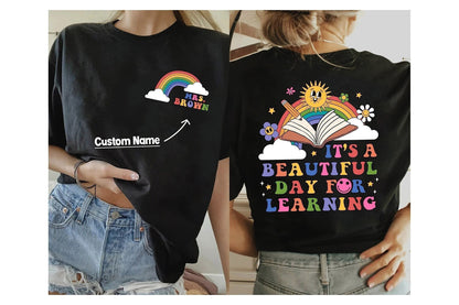 Teacher Shirt, Personalized Teacher Shirt, It's A Beautiful Day For Learning Shirt, Cute Elementary Teacher Shirt, Teacher Appreciation Gift