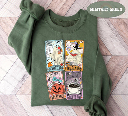 Teacher Halloween Shirt, Teacher Tarot Card Shirt, Retro Teacher Shirt, Halloween Ghost Tarot Card, Spooky Teacher, Kindergarten Teacher