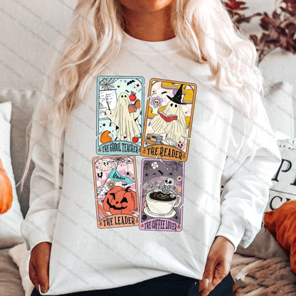 Teacher Halloween Shirt, Teacher Tarot Card Shirt, Retro Teacher Shirt, Halloween Ghost Tarot Card, Spooky Teacher, Kindergarten Teacher