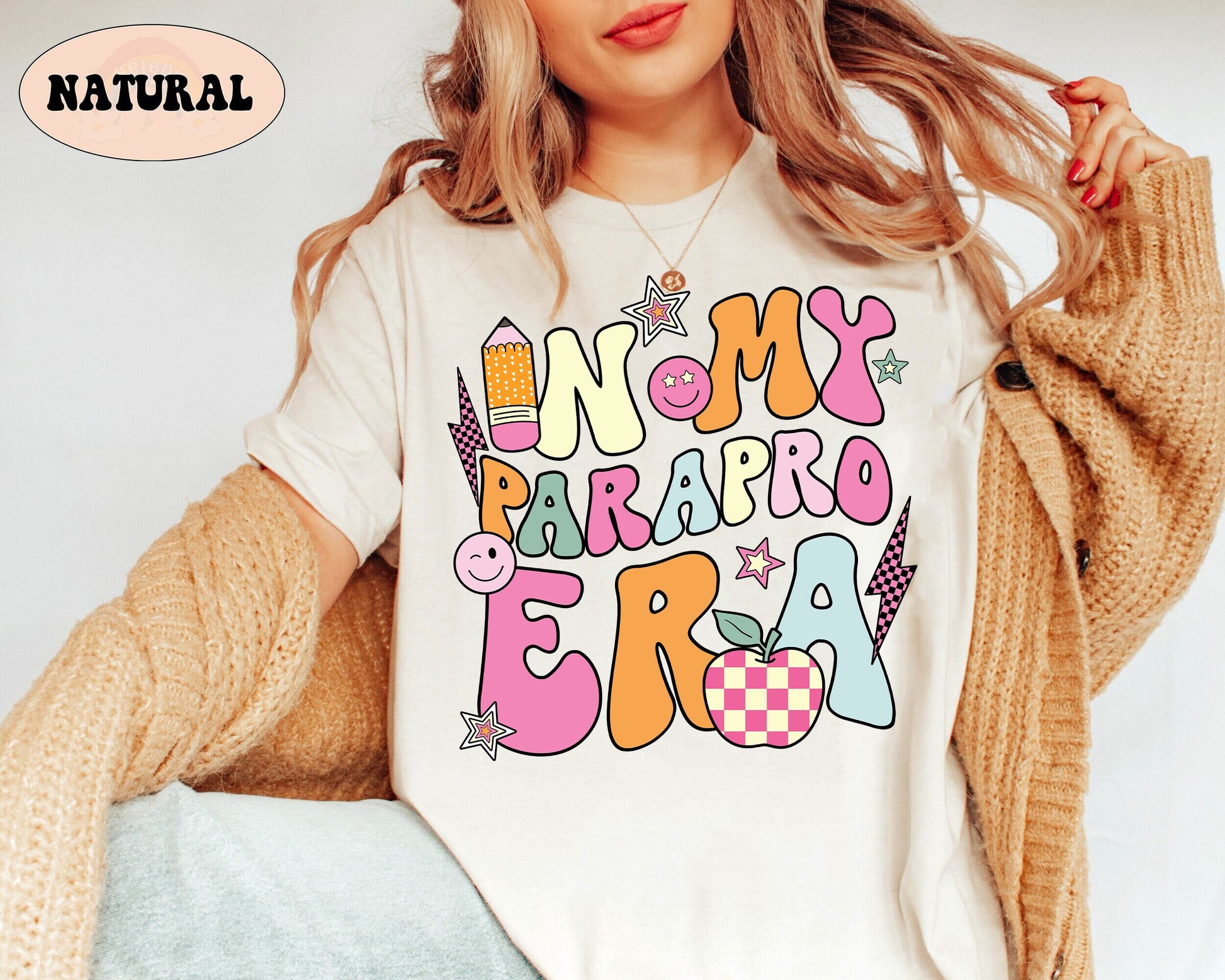 A celebratory banner for paraprofessionals, the design showcases IN MY PARA ERA in fun, colorful letters, peppered with elements of classroom joy like an enthusiastic paintbrush, a welcoming palette, and a charmingly checkered apple