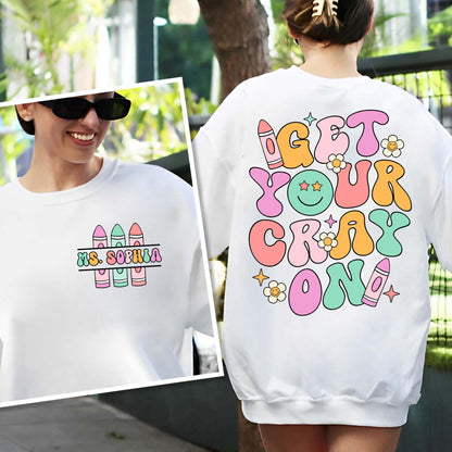 Teacher Shirt, Get Your Cray-on Shirt, Groovy Back To School Shirt, Kindergarten Teacher, Elementary Teacher, Teacher Appreciation Gift