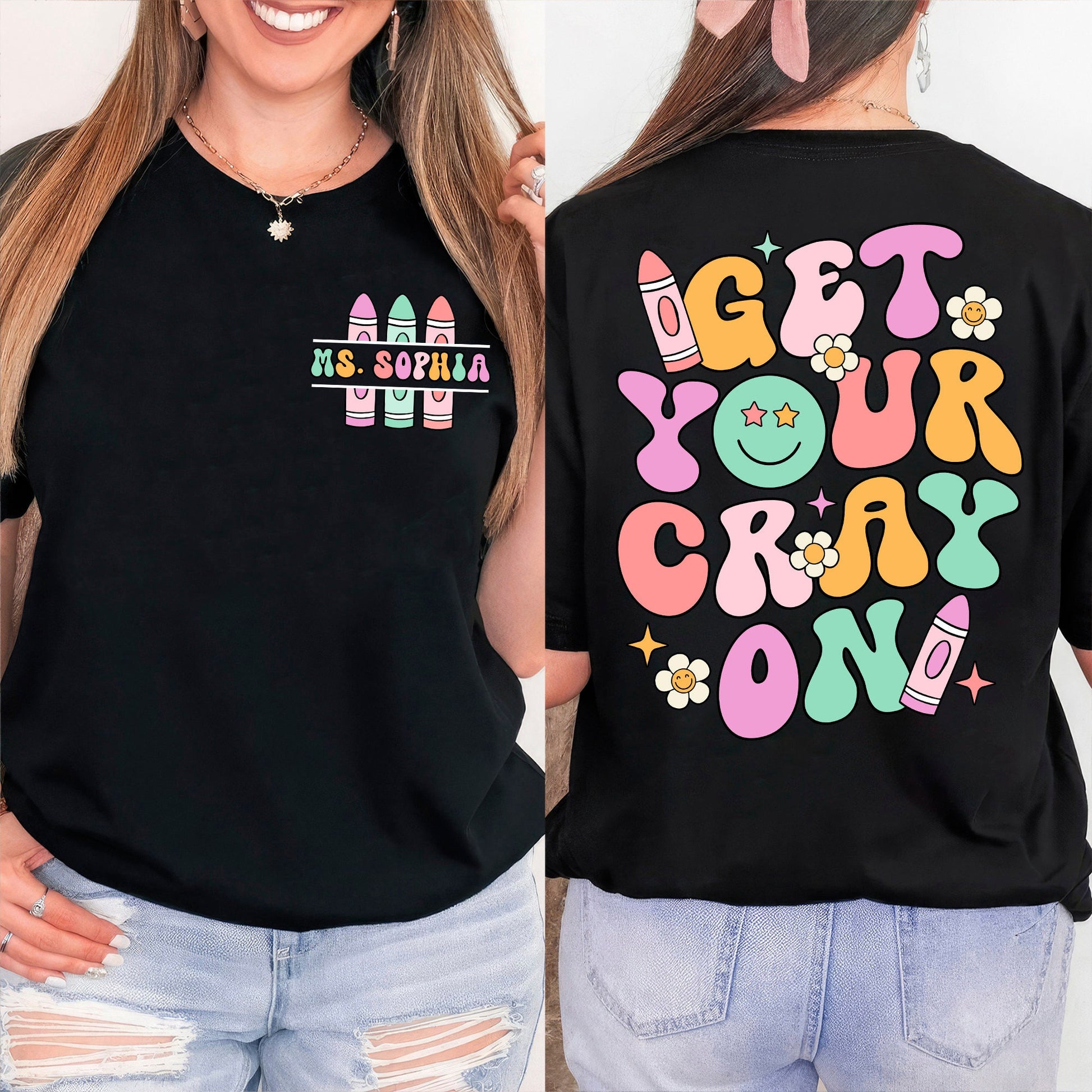 Teacher Shirt, Get Your Cray-on Shirt, Groovy Back To School Shirt, Kindergarten Teacher, Elementary Teacher, Teacher Appreciation Gift